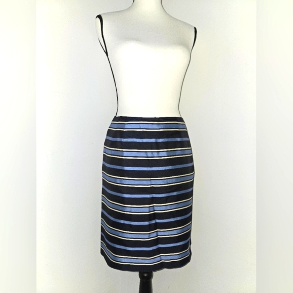 🍒Talbots Black and Blue Pencil Skirt Knee-Length Workwear